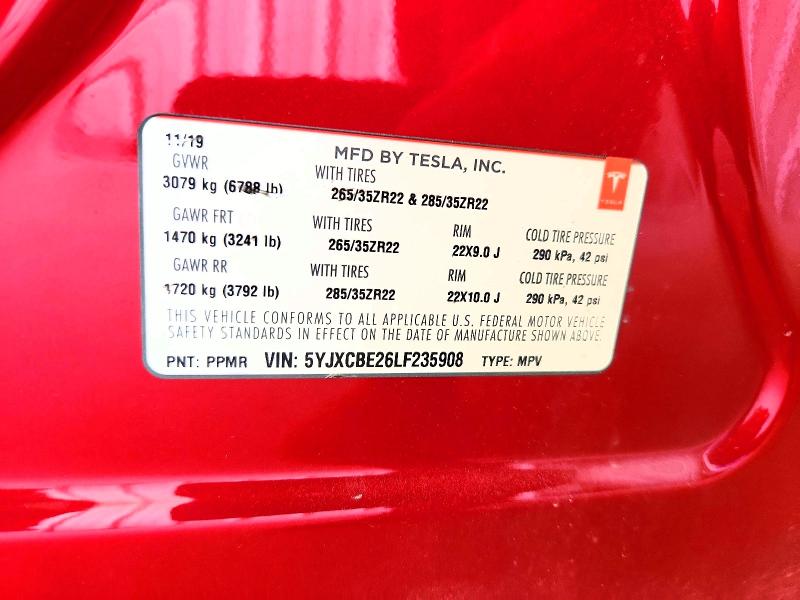 Aukcja sprzedaży 2020 Tesla Model X, vin: 5YJXCBE26LF235908, numer aukcji: 48282006