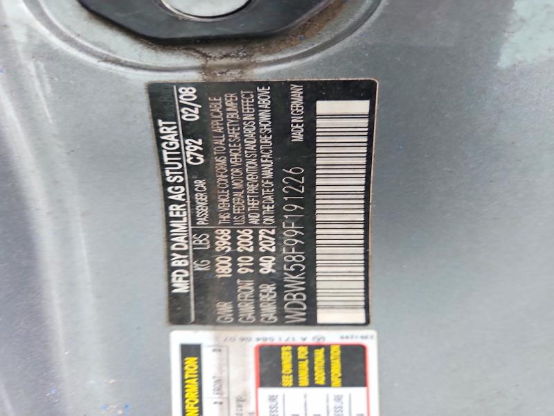 41820136 :رقم المزاد ، WDBWK58F99F191226 vin ، 2009 Mercedes-benz Slk مزاد بيع