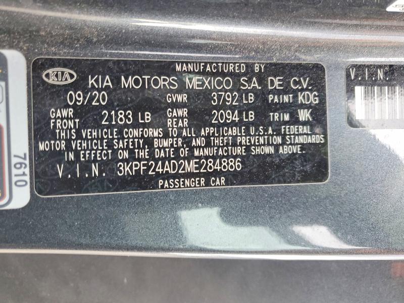 48334556 :رقم المزاد ، 3KPF24AD2ME284886 vin ، 2021 Kia Forte مزاد بيع