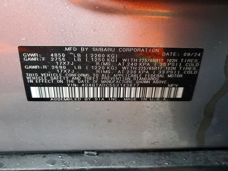 Продаж на аукціоні авто 2025 Subaru Outback, vin: 4S4BTADC5S3143677, номер лоту: 79664155