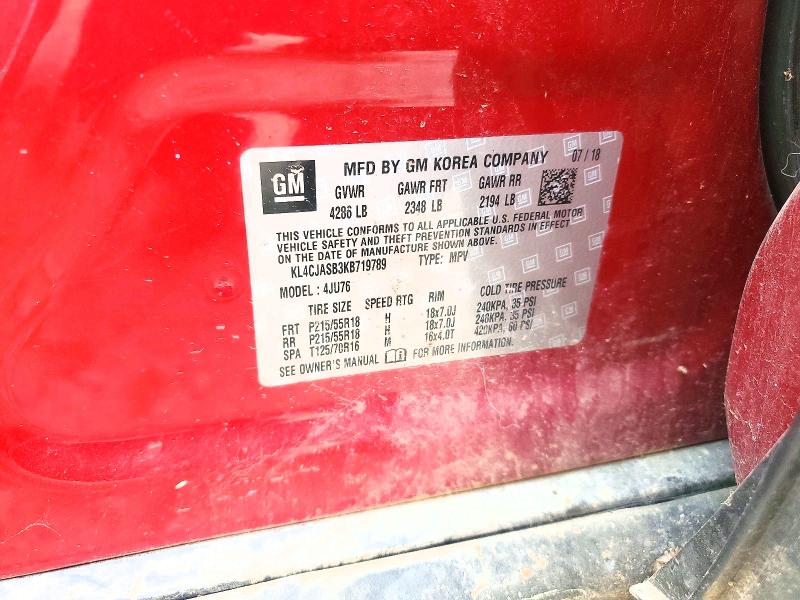 47382876 :رقم المزاد ، KL4CJASB3KB719789 vin ، 2019 Buick Encore مزاد بيع