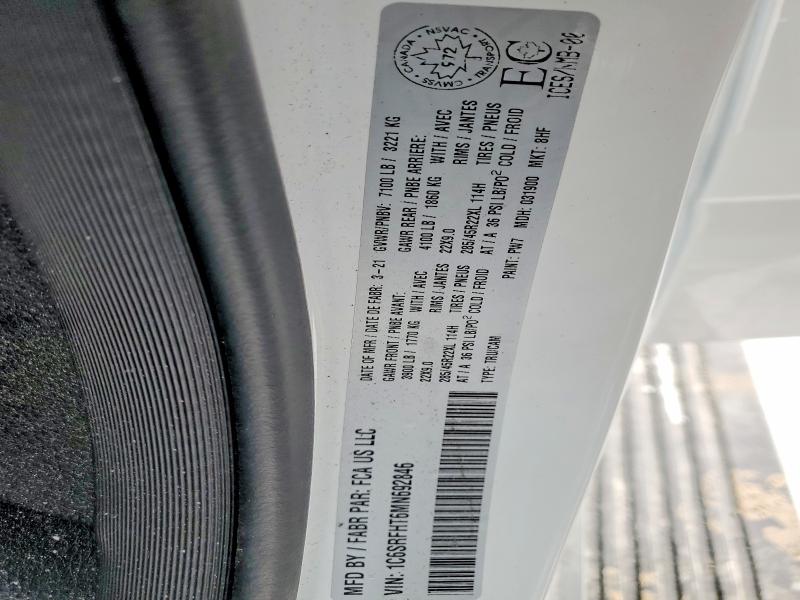 Aukcja sprzedaży 2021 Ram 1500, vin: 1C6SRFHT6MN692846, numer aukcji: 77180325