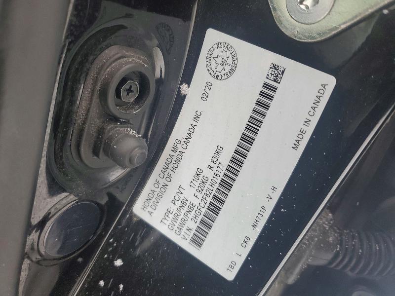 Продаж на аукціоні авто 2020 Honda Civic, vin: 2HGFC2F82LH016177, номер лоту: 45957916