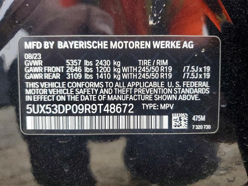 47303446 :رقم المزاد ، 5UX53DP09R9T48672 vin ، 2024 Bmw X3 مزاد بيع