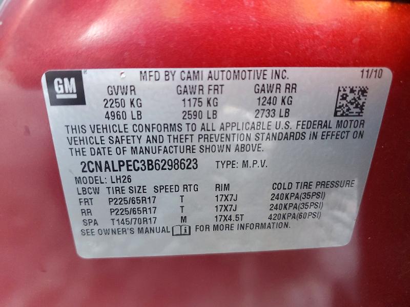 2011 Chevrolet Equinox მანქანა იყიდება აუქციონზე, vin: 2CNALPEC3B6298623, აუქციონის ნომერი: 79806675