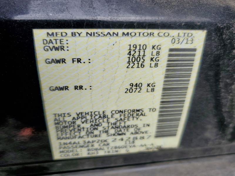 Продаж на аукціоні авто 2013 Nissan Altima, vin: 1N4AL3AP2DC242887, номер лоту: 45450306