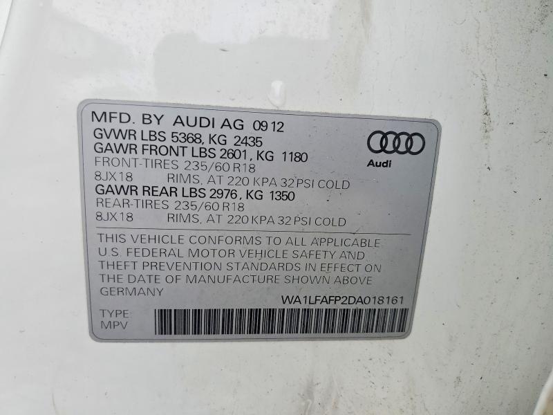 Продажа на аукционе авто 2013 Audi Q5, vin: WA1LFAFP2DA018161, номер лота: 47183816