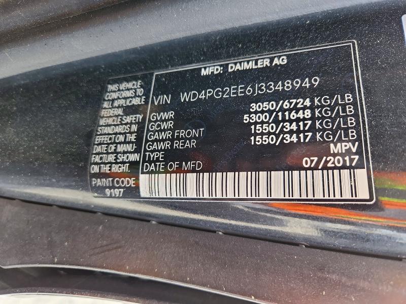 47397216 :رقم المزاد ، WD4PG2EE6J3348949 vin ، 2018 Mercedes-benz Metris مزاد بيع