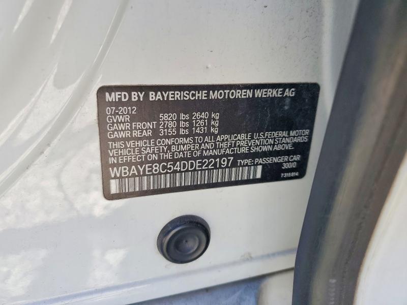 2013 Bmw 750 მანქანა იყიდება აუქციონზე, vin: WBAYE8C54DDE22197, აუქციონის ნომერი: 46763186
