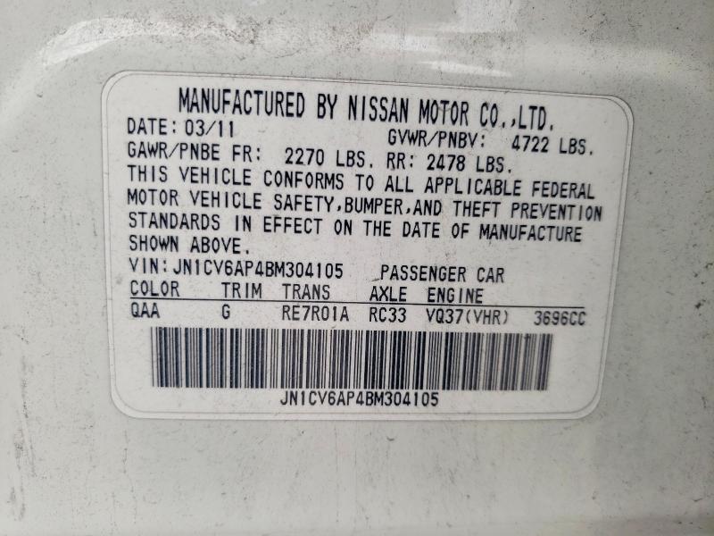 Aukcja sprzedaży 2011 Infiniti G37 Sedan, vin: JN1CV6AP4BM304105, numer aukcji: 48082386