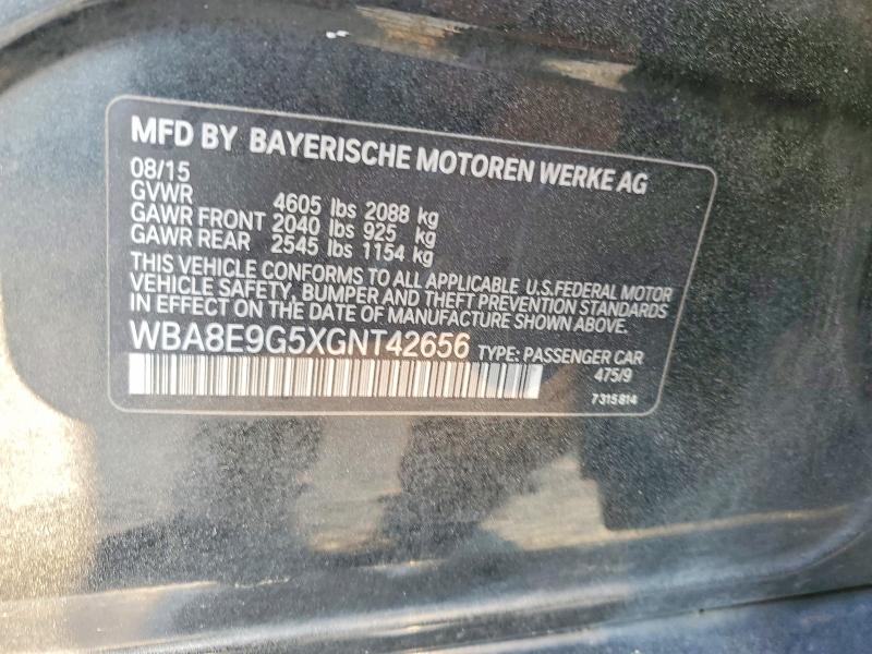 Aukcja sprzedaży 2016 Bmw 328, vin: WBA8E9G5XGNT42656, numer aukcji: 47596886
