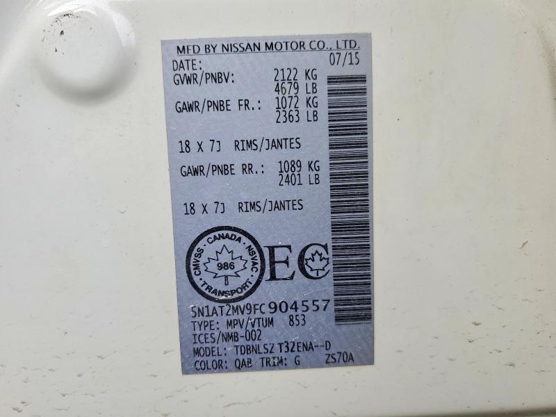 45747816 :رقم المزاد ، 5N1AT2MV9FC904557 vin ، 2015 Nissan Rogue مزاد بيع