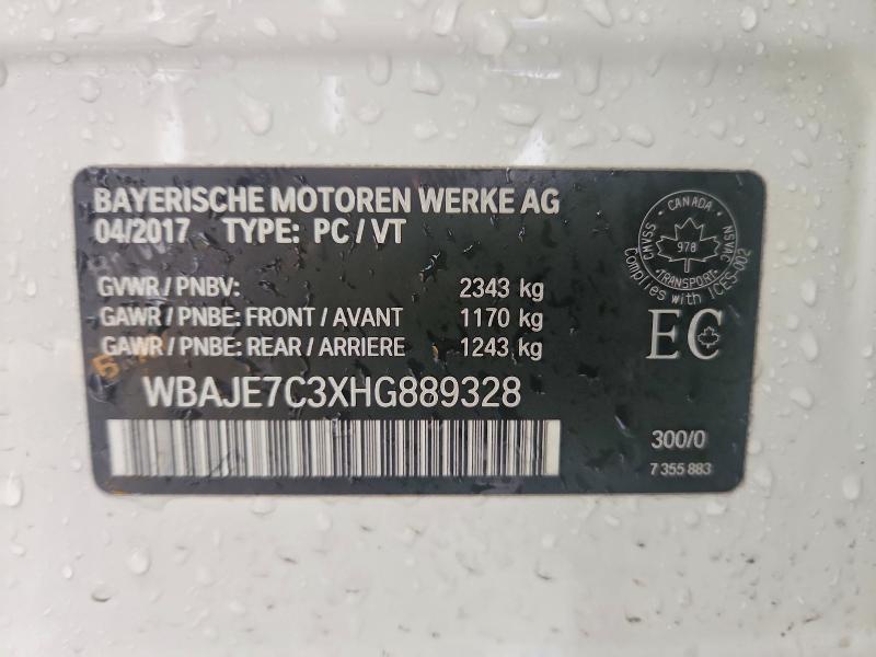 2017 Bmw 540 მანქანა იყიდება აუქციონზე, vin: WBAJE7C3XHG889328, აუქციონის ნომერი: 47554356