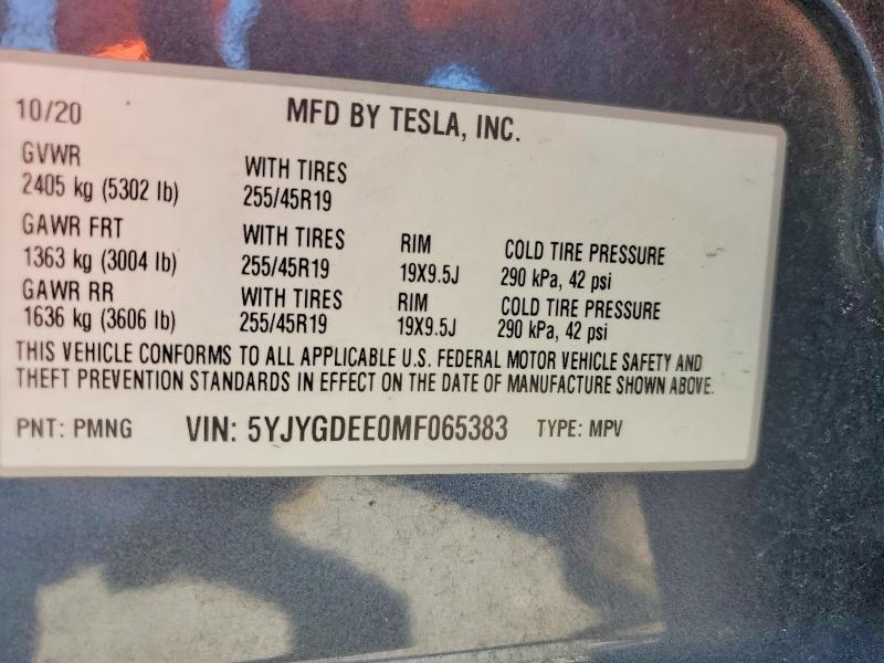 Продаж на аукціоні авто 2021 Tesla Model Y Performance, vin: 5YJYGDEE0MF065383, номер лоту: 47186696