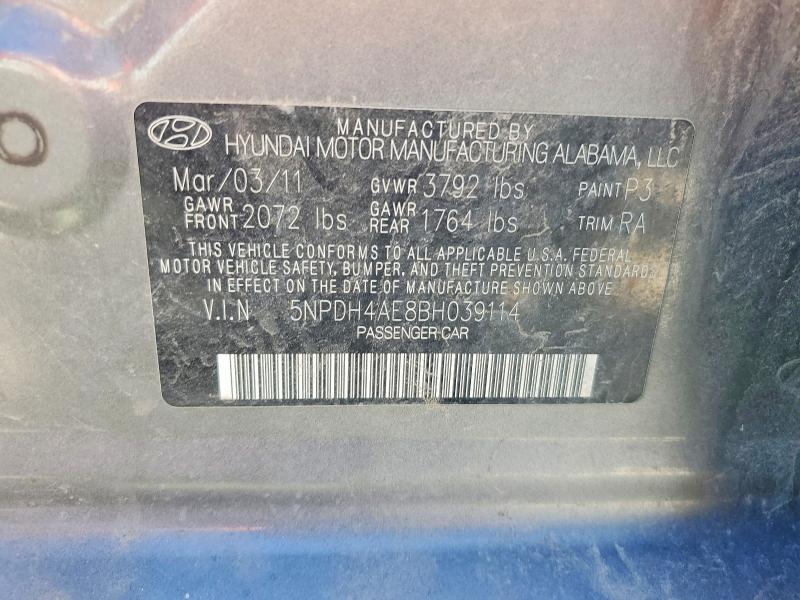 Продаж на аукціоні авто 2011 Hyundai Elantra, vin: 5NPDH4AE8BH039114, номер лоту: 45777186