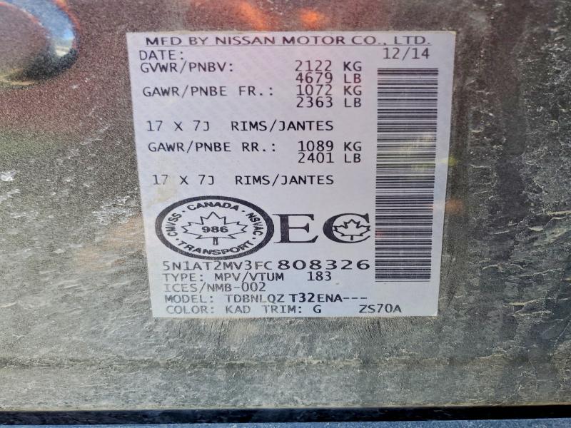 Продажа на аукционе авто 2015 Nissan Rogue, vin: 5N1AT2MV3FC808326, номер лота: 45768756