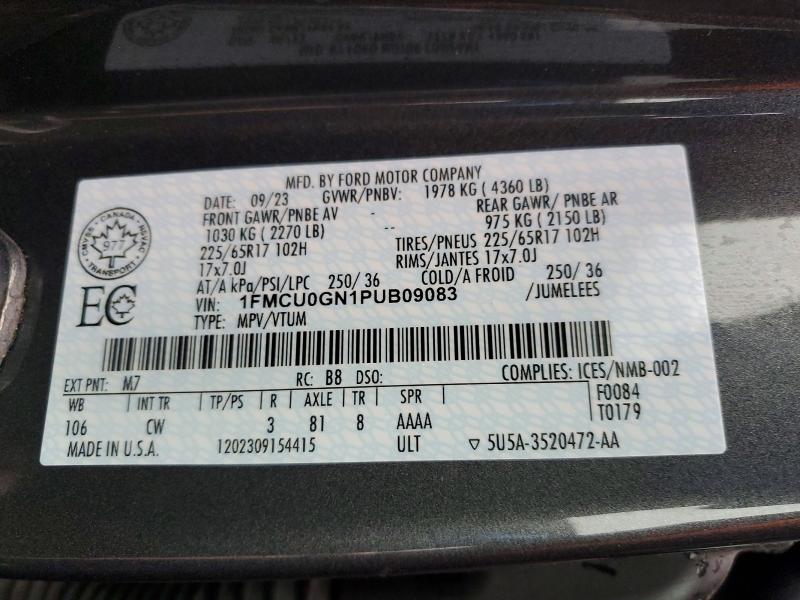 Aukcja sprzedaży 2023 Ford Escape, vin: 1FMCU0GN1PUB09083, numer aukcji: 46170206