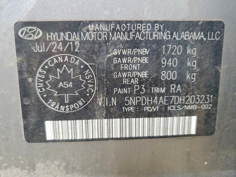 Aukcja sprzedaży 2013 Hyundai Elantra, vin: 5NPDH4AE7DH203231, numer aukcji: 47419496