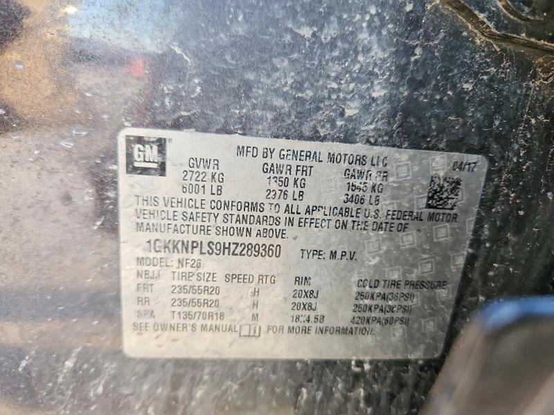 45810116 :رقم المزاد ، 1GKKNPLS9HZ289360 vin ، 2017 Gmc Acadia مزاد بيع