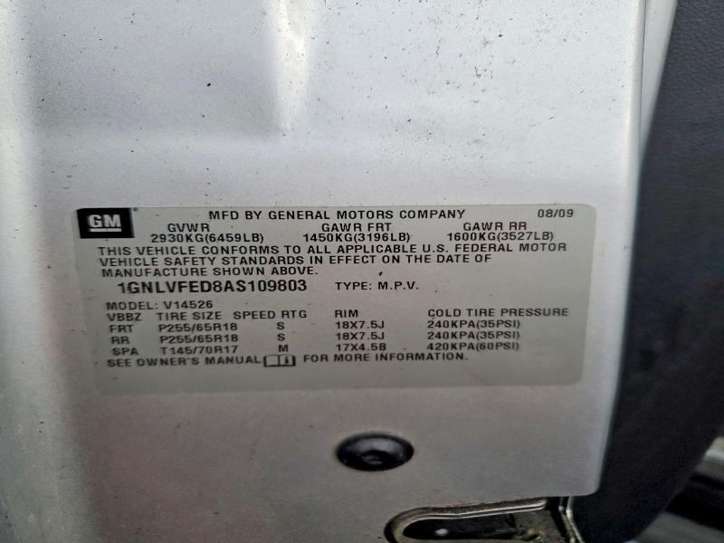 Продаж на аукціоні авто 2010 Chevrolet Traverse, vin: 1GNLVFED8AS109803, номер лоту: 46093966