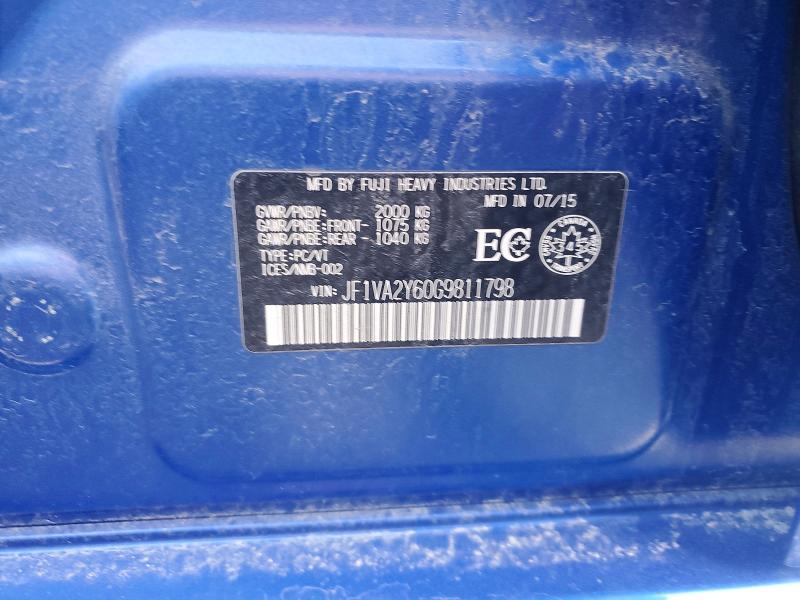 Продаж на аукціоні авто 2016 Subaru Wrx, vin: JF1VA2Y60G9811798, номер лоту: 45587126