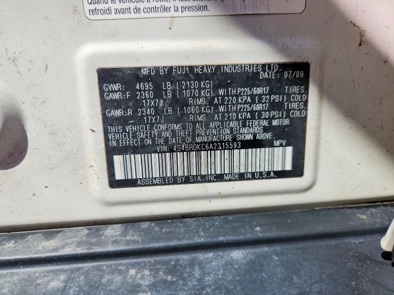 Продажа на аукционе авто 2010 Subaru Outback, vin: 4S4BRDKC6A2315593, номер лота: 46906496