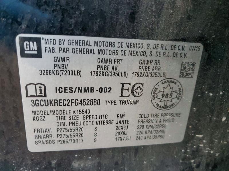 Aukcja sprzedaży 2015 Chevrolet Silverado, vin: 3GCUKREC2FG452880, numer aukcji: 47095676