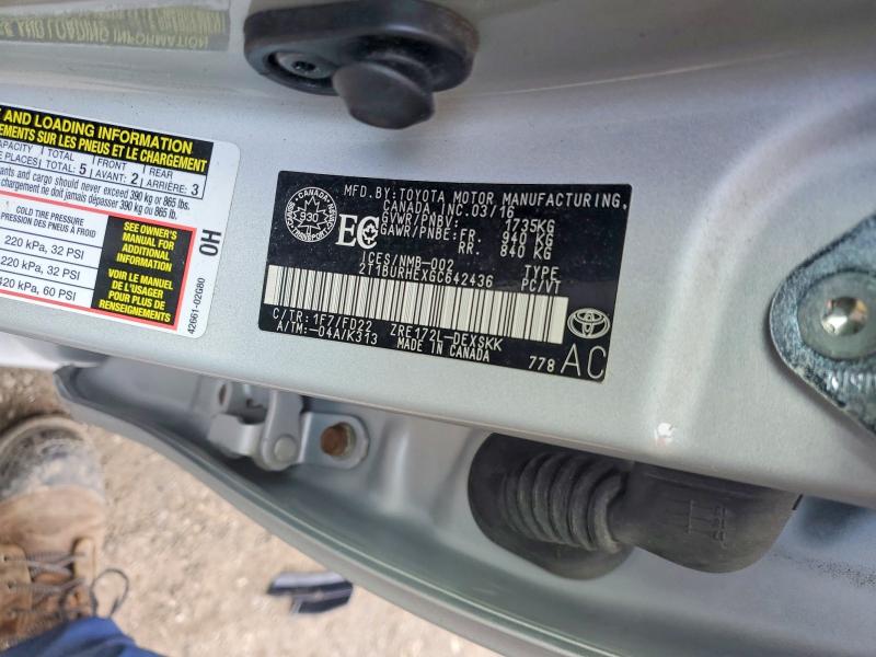 Aukcja sprzedaży 2016 Toyota Corolla, vin: 2T1BURHEXGC642436, numer aukcji: 47158516