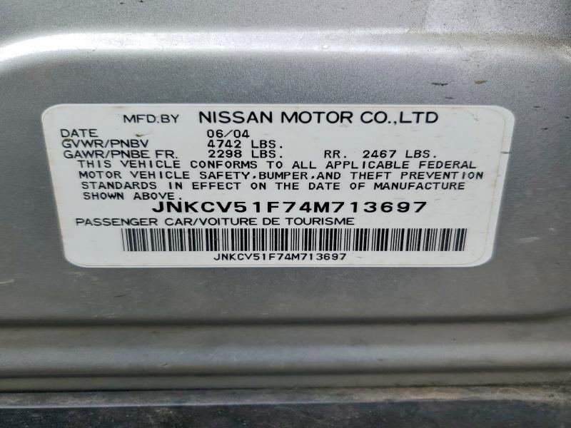 Aukcja sprzedaży 2004 Infiniti G35, vin: JNKCV51F74M713697, numer aukcji: 41663096