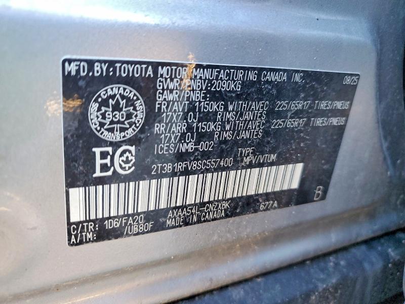Продаж на аукціоні авто 2025 Toyota Rav4, vin: 2T3B1RFV8SC557400, номер лоту: 46643026