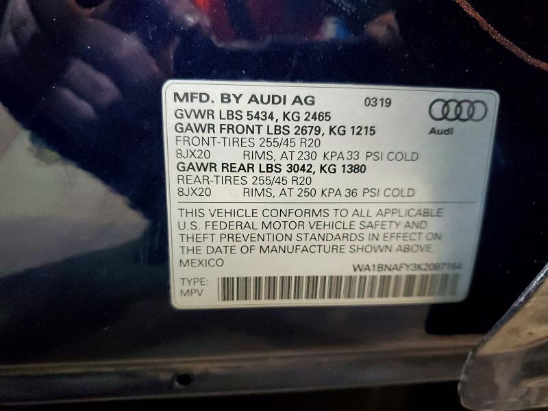 Продаж на аукціоні авто 2019 Audi Q5, vin: WA1BNAFY3K2087164, номер лоту: 78264835