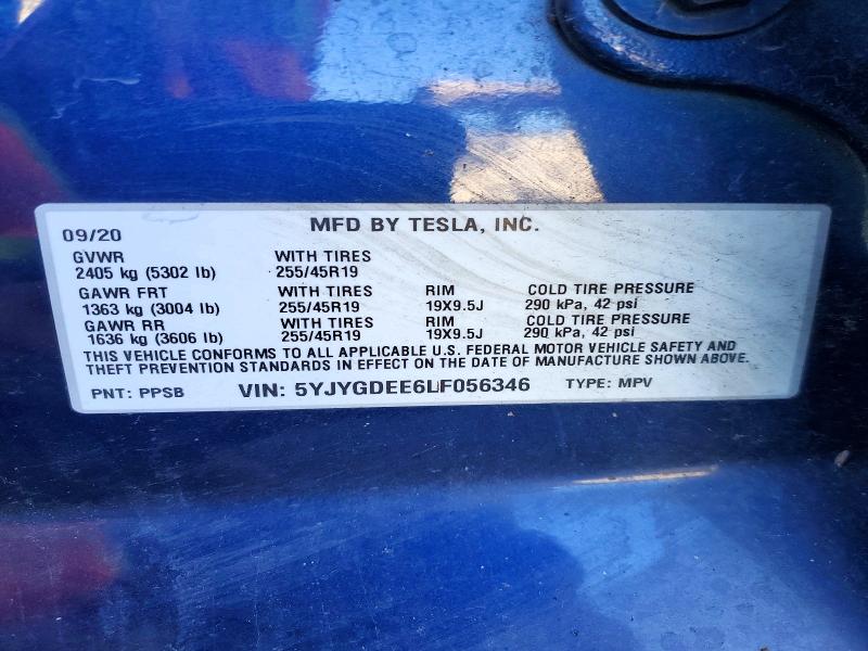 Aukcja sprzedaży 2020 Tesla Model Y, vin: 5YJYGDEE6LF056346, numer aukcji: 79457645