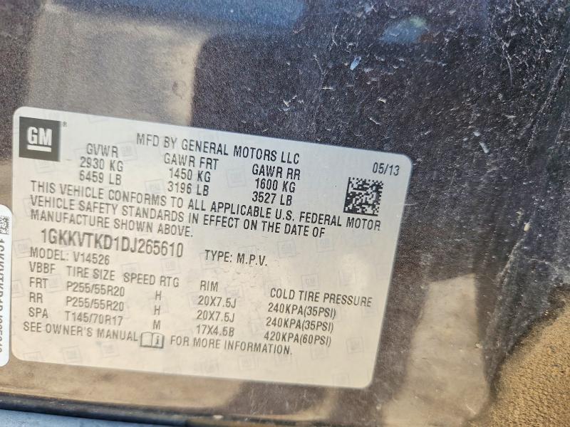 47591206 :رقم المزاد ، 1GKKVTKD1DJ265610 vin ، 2013 Gmc Acadia مزاد بيع