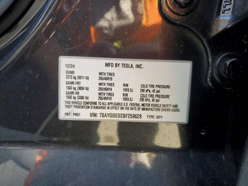 Продажа на аукционе авто 2025 Tesla Model Y, vin: 7SAYGDED2SF259629, номер лота: 47750786