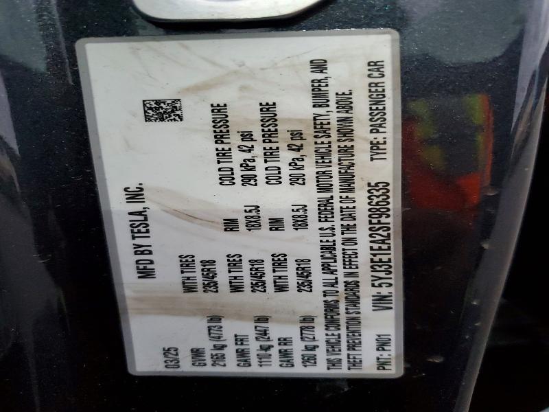 2025 Tesla Model 3 მანქანა იყიდება აუქციონზე, vin: 5YJ3E1EA2SF986335, აუქციონის ნომერი: 45467116