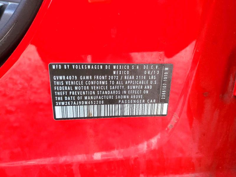 Продажа на аукционе авто 2013 Volkswagen Jetta, vin: 3VW2K7AJ9DM452208, номер лота: 47388876