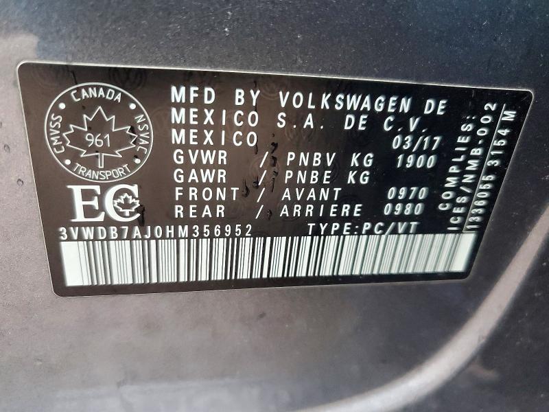 Aukcja sprzedaży 2017 Volkswagen Jetta, vin: 3VWDB7AJ0HM356952, numer aukcji: 46458406