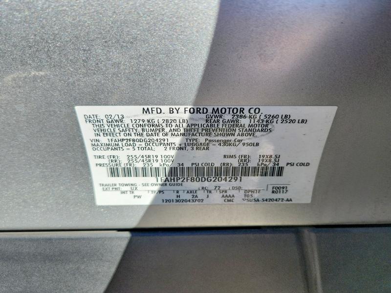 Продажа на аукционе авто 2013 Ford Taurus, vin: 1FAHP2F80DG204291, номер лота: 46691766