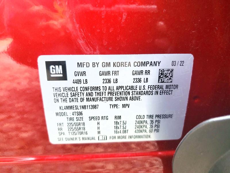 Aukcja sprzedaży 2022 Buick Encore Gx, vin: KL4MMESL1NB113987, numer aukcji: 47171296