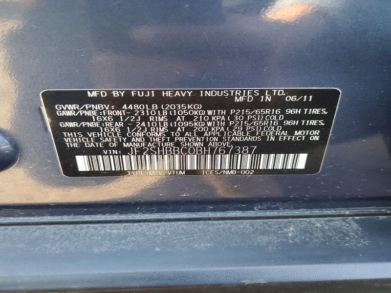 Aukcja sprzedaży 2011 Subaru Forester, vin: JF2SHBBC0BH767387, numer aukcji: 47671466