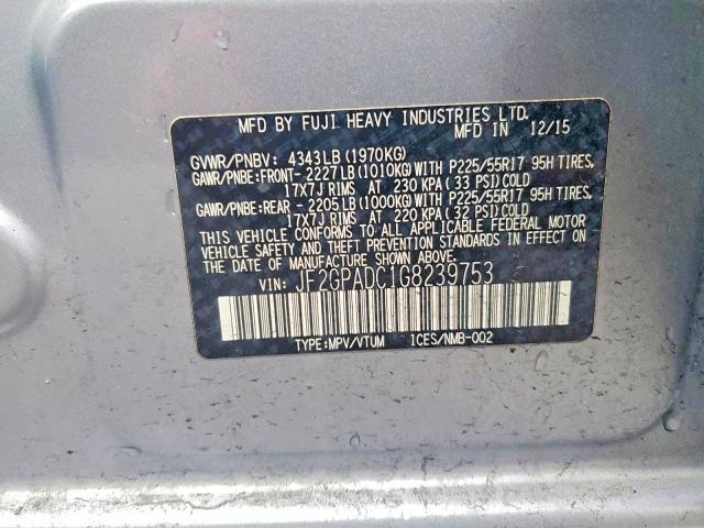Aukcja sprzedaży 2016 Subaru Crosstrek, vin: JF2GPADC1G8239753, numer aukcji: 47877036