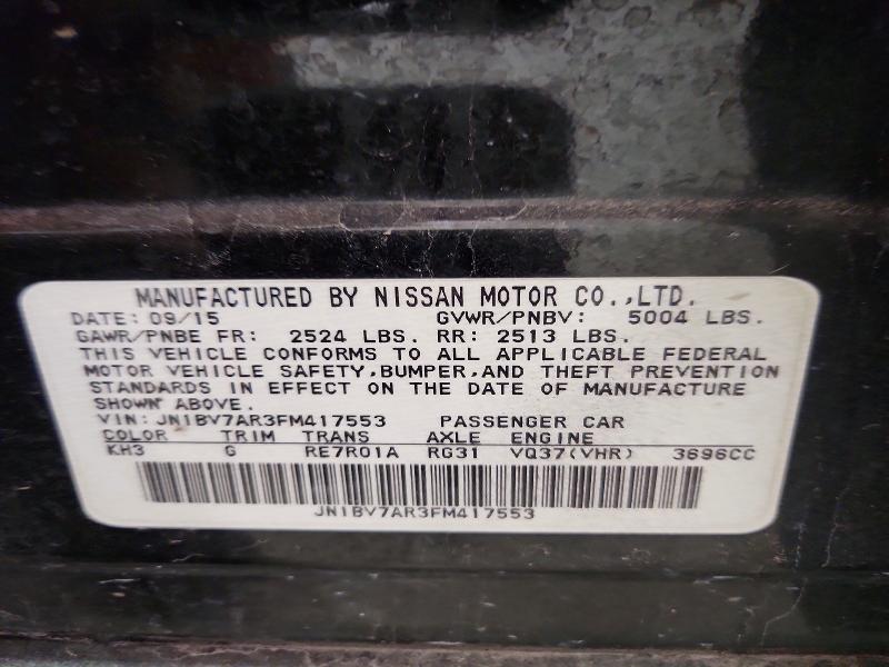Aukcja sprzedaży 2015 Infiniti Q50, vin: JN1BV7AR3FM417553, numer aukcji: 48177976