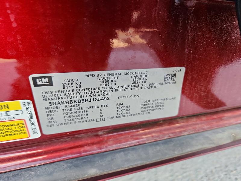 Aukcja sprzedaży 2017 Buick Enclave, vin: 5GAKRBKD5HJ135492, numer aukcji: 46763526