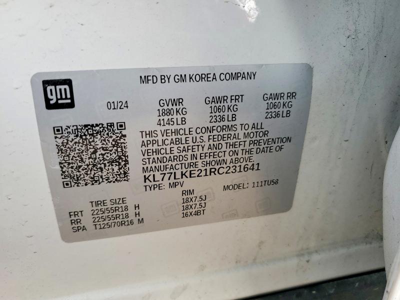 Продаж на аукціоні авто 2024 Chevrolet Trax, vin: KL77LKE21RC231641, номер лоту: 47369096