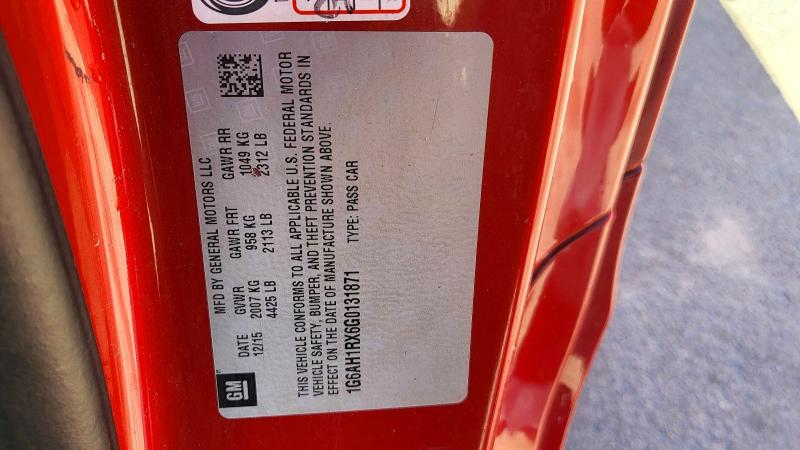 48033726 :رقم المزاد ، 1G6AH1RX6G0131871 vin ، 2016 Cadillac Ats مزاد بيع