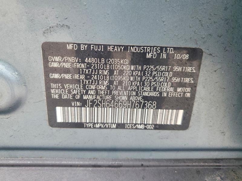 Aukcja sprzedaży 2009 Subaru Forester, vin: JF2SH64669H767368, numer aukcji: 79567325