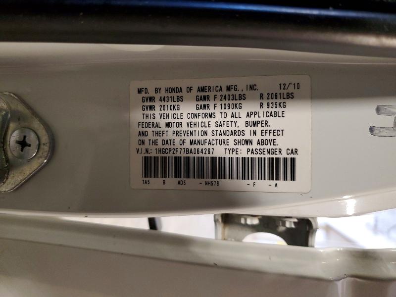 Aukcja sprzedaży 2011 Honda Accord, vin: 1HGCP2F77BA064267, numer aukcji: 46114246