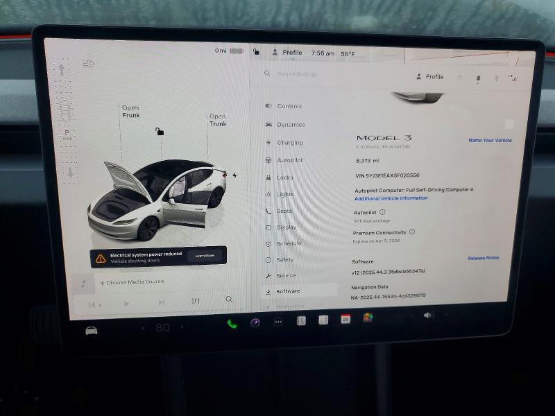 2025 Tesla 3 მანქანა იყიდება აუქციონზე, vin: 5YJ3E1EAXSF020556, აუქციონის ნომერი: 79980485