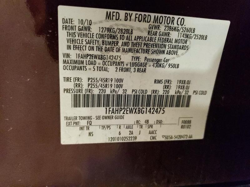 Aukcja sprzedaży 2011 Ford Taurus, vin: 1FAHP2EWXBG142475, numer aukcji: 47863296