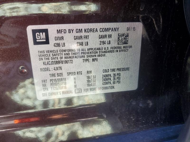 41992746 :رقم المزاد ، KL4CJDSB9FB196172 vin ، 2015 Buick Encore مزاد بيع